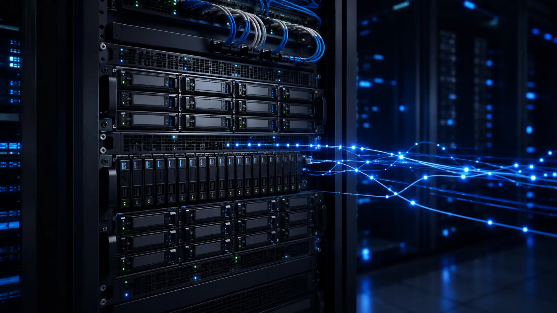 Almacenamiento centralizado de datos empresariales conectado a la red corporativa